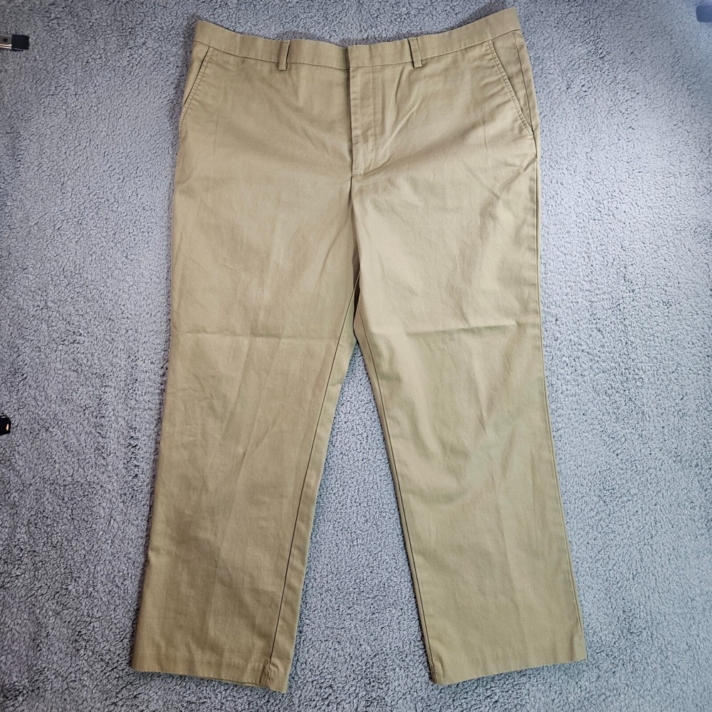 Alan Flusser Chino Pants Men  42x28.5‎ Flat Front Cotton Khaki